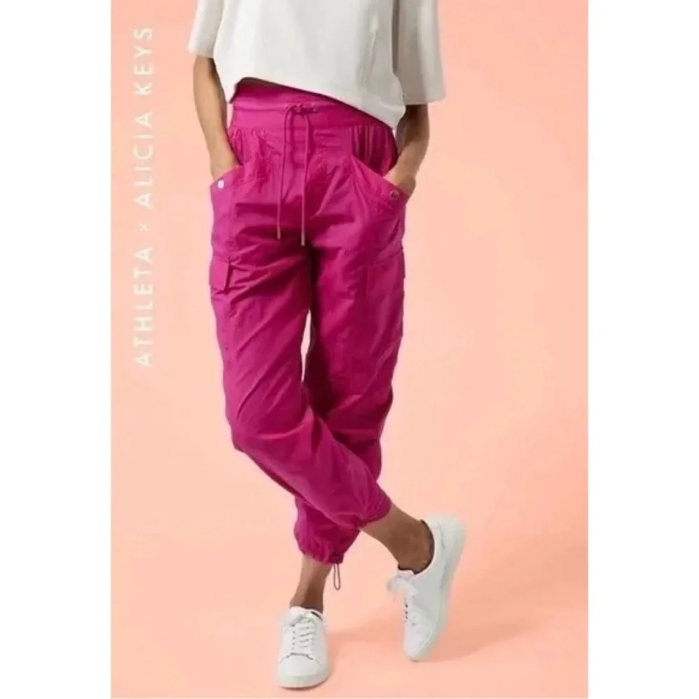 NWT!! ATHLETA x Alicia Keys High Waist Utility Pants Hot Pink Athleisure Size 6